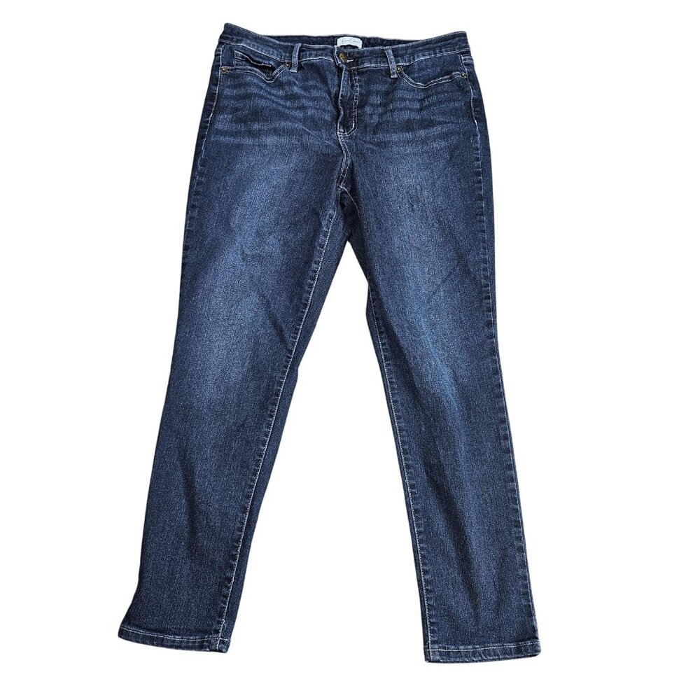 Jessica Simpson Straight Jeans Womens 14 Blue Dark Wash Mid Rise Stretch Denim
